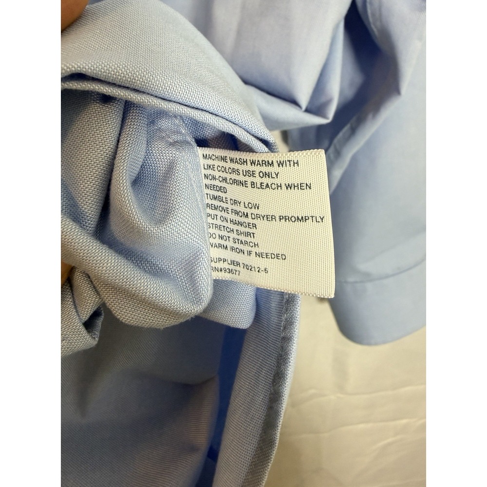 Stafford Coolmax Dress Shirt Men XL 17-17.5 34-35 Regular Fit Long Sleeve Blue - Picture 9 of 13